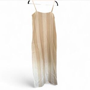 BEAUTIFUL NWT Rachel Parcell Cream and tan striped linen midi dress